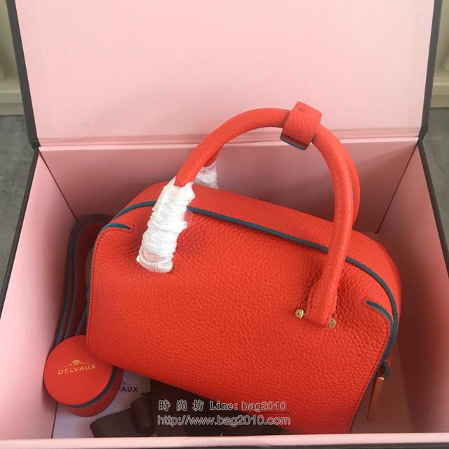 DELVAUX女包 Delvau單肩斜挎包 半手工Cool box 小號 德爾沃女手提包 手拎包 橙色  fcs1189